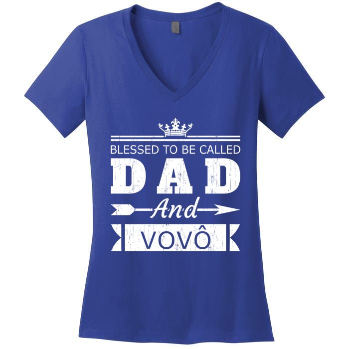 Blessed To Be Called Dad And Vovo Grandpa Cute Gift Women's V-Neck T-Shirt