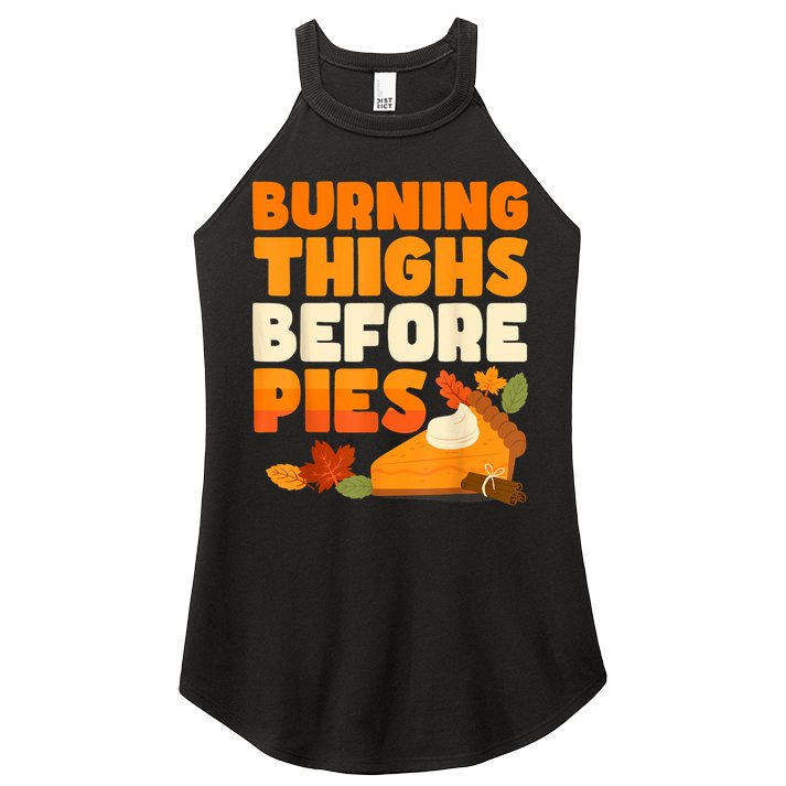 Burning Thighs Before Pies Thanksgiving Turkey Running Trot Women's Perfect Tri Rocker Tank