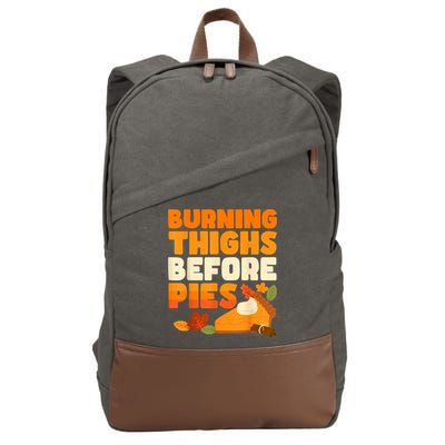 Burning Thighs Before Pies Thanksgiving Turkey Running Trot Cotton Canvas Backpack