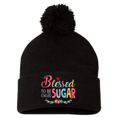 Blessed To Be Called Sugar Colorful Art Pom Pom 12in Knit Beanie