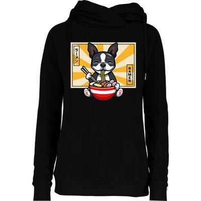 Boston Terrier Womens Funnel Neck Pullover Hood