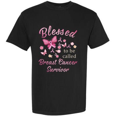 Blessed To Be Called Breast Cancer Survivor Pink Butterfly Garment-Dyed Heavyweight T-Shirt