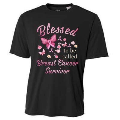 Blessed To Be Called Breast Cancer Survivor Pink Butterfly Cooling Performance Crew T-Shirt