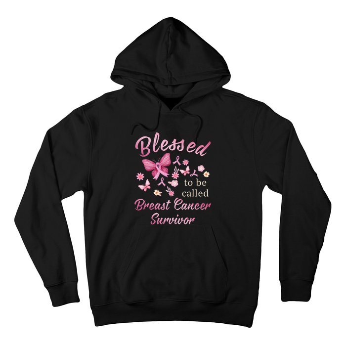 Blessed To Be Called Breast Cancer Survivor Pink Butterfly Hoodie