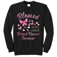 Blessed To Be Called Breast Cancer Survivor Pink Butterfly Sweatshirt