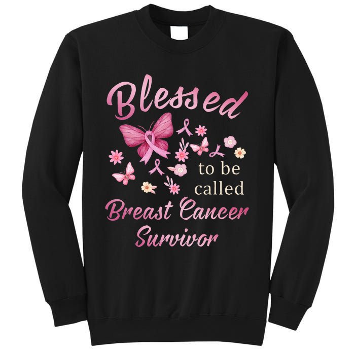 Blessed To Be Called Breast Cancer Survivor Pink Butterfly Sweatshirt