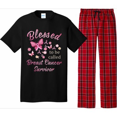 Blessed To Be Called Breast Cancer Survivor Pink Butterfly Pajama Set