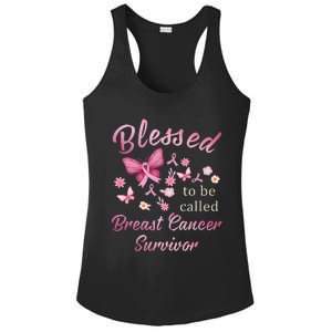 Blessed To Be Called Breast Cancer Survivor Pink Butterfly Ladies PosiCharge Competitor Racerback Tank