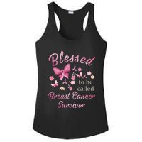 Blessed To Be Called Breast Cancer Survivor Pink Butterfly Ladies PosiCharge Competitor Racerback Tank