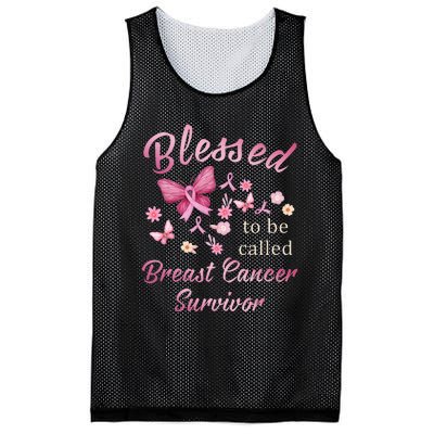 Blessed To Be Called Breast Cancer Survivor Pink Butterfly Mesh Reversible Basketball Jersey Tank