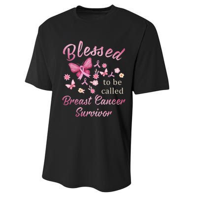 Blessed To Be Called Breast Cancer Survivor Pink Butterfly Performance Sprint T-Shirt