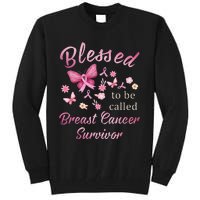 Blessed To Be Called Breast Cancer Survivor Pink Butterfly Tall Sweatshirt