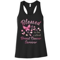 Blessed To Be Called Breast Cancer Survivor Pink Butterfly Women's Racerback Tank