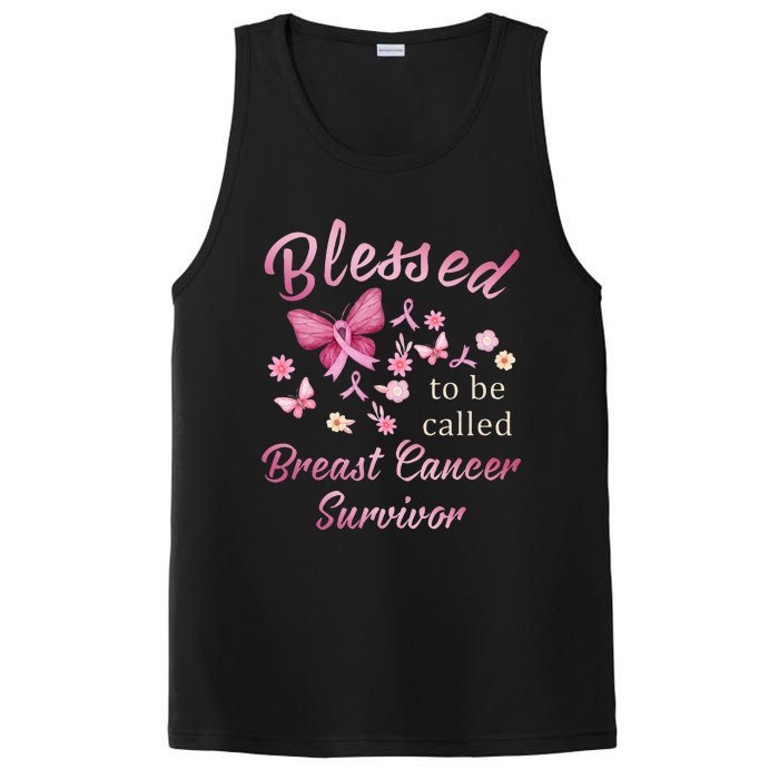 Blessed To Be Called Breast Cancer Survivor Pink Butterfly PosiCharge Competitor Tank