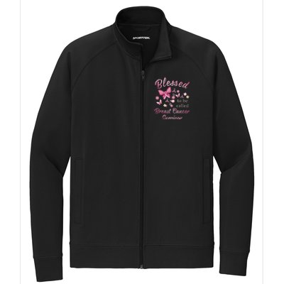 Blessed To Be Called Breast Cancer Survivor Pink Butterfly Stretch Full-Zip Cadet Jacket