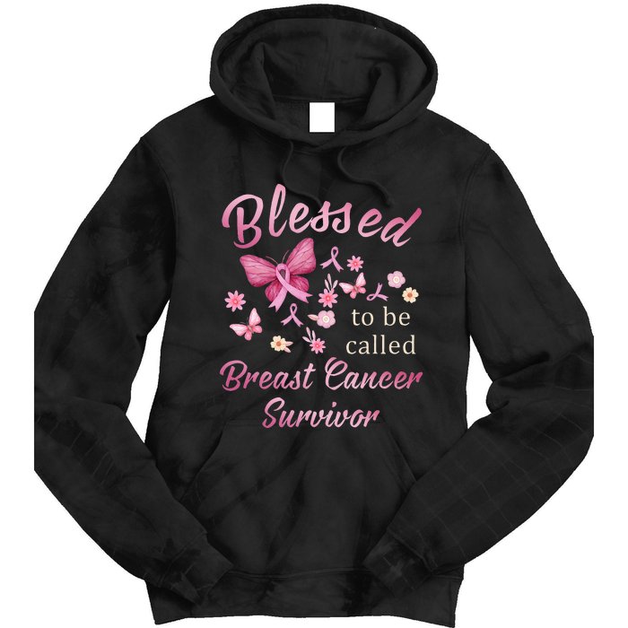 Blessed To Be Called Breast Cancer Survivor Pink Butterfly Tie Dye Hoodie