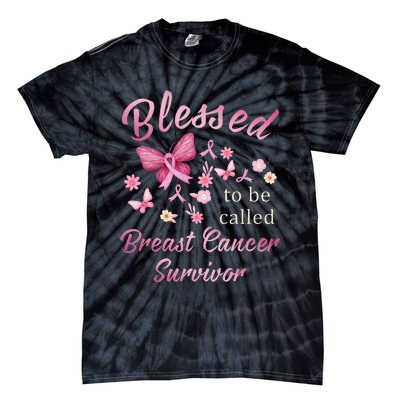 Blessed To Be Called Breast Cancer Survivor Pink Butterfly Tie-Dye T-Shirt