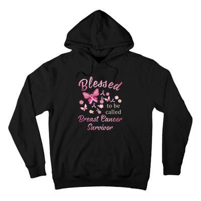 Blessed To Be Called Breast Cancer Survivor Pink Butterfly Tall Hoodie