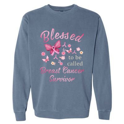 Blessed To Be Called Breast Cancer Survivor Pink Butterfly Garment-Dyed Sweatshirt