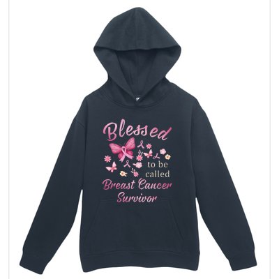 Blessed To Be Called Breast Cancer Survivor Pink Butterfly Urban Pullover Hoodie