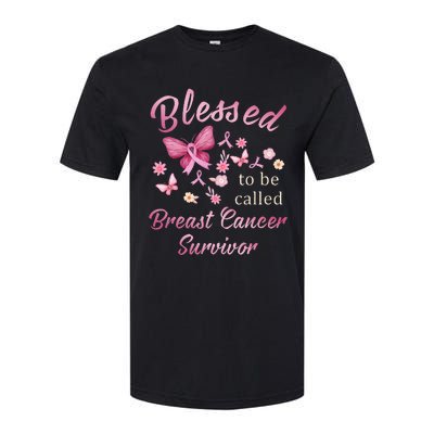 Blessed To Be Called Breast Cancer Survivor Pink Butterfly Softstyle CVC T-Shirt