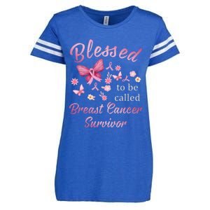 Blessed To Be Called Breast Cancer Survivor Pink Butterfly Enza Ladies Jersey Football T-Shirt