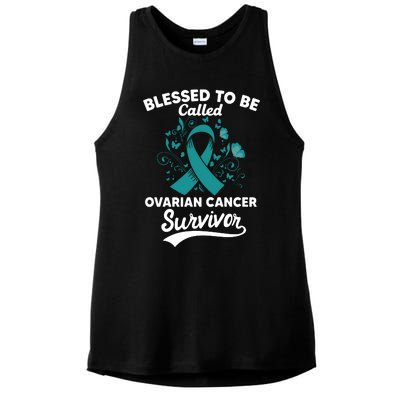 Blessed To Be Called Ovarian Cancer Survivor Awareness Long Sleeve Ladies PosiCharge Tri-Blend Wicking Tank