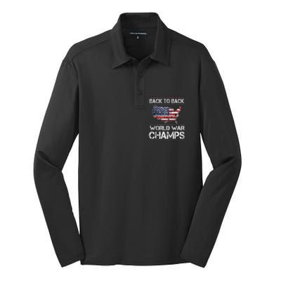 Back To Back Undefeated World War Champs 4th Of July Silk Touch Performance Long Sleeve Polo