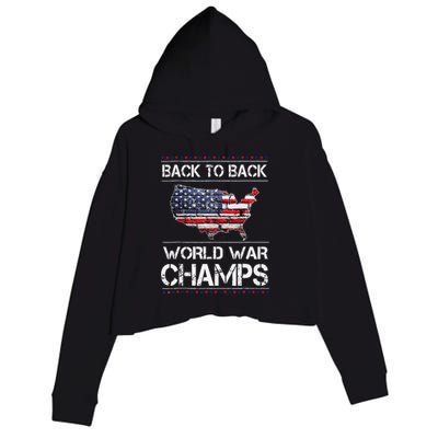 Back To Back Undefeated World War Champs 4th Of July Crop Fleece Hoodie