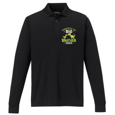 Boypromoted To Big Brother 2024 Dinosaur Trex Performance Long Sleeve Polo