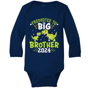 Boypromoted To Big Brother 2024 Dinosaur Trex Baby Long Sleeve Bodysuit