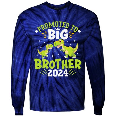 Boypromoted To Big Brother 2024 Dinosaur Trex Tie-Dye Long Sleeve Shirt