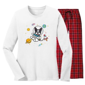 Boston Terrier Women's Long Sleeve Flannel Pajama Set 