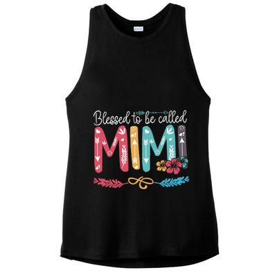 Blessed To Be Called Mimi Funny Grandma Ladies PosiCharge Tri-Blend Wicking Tank