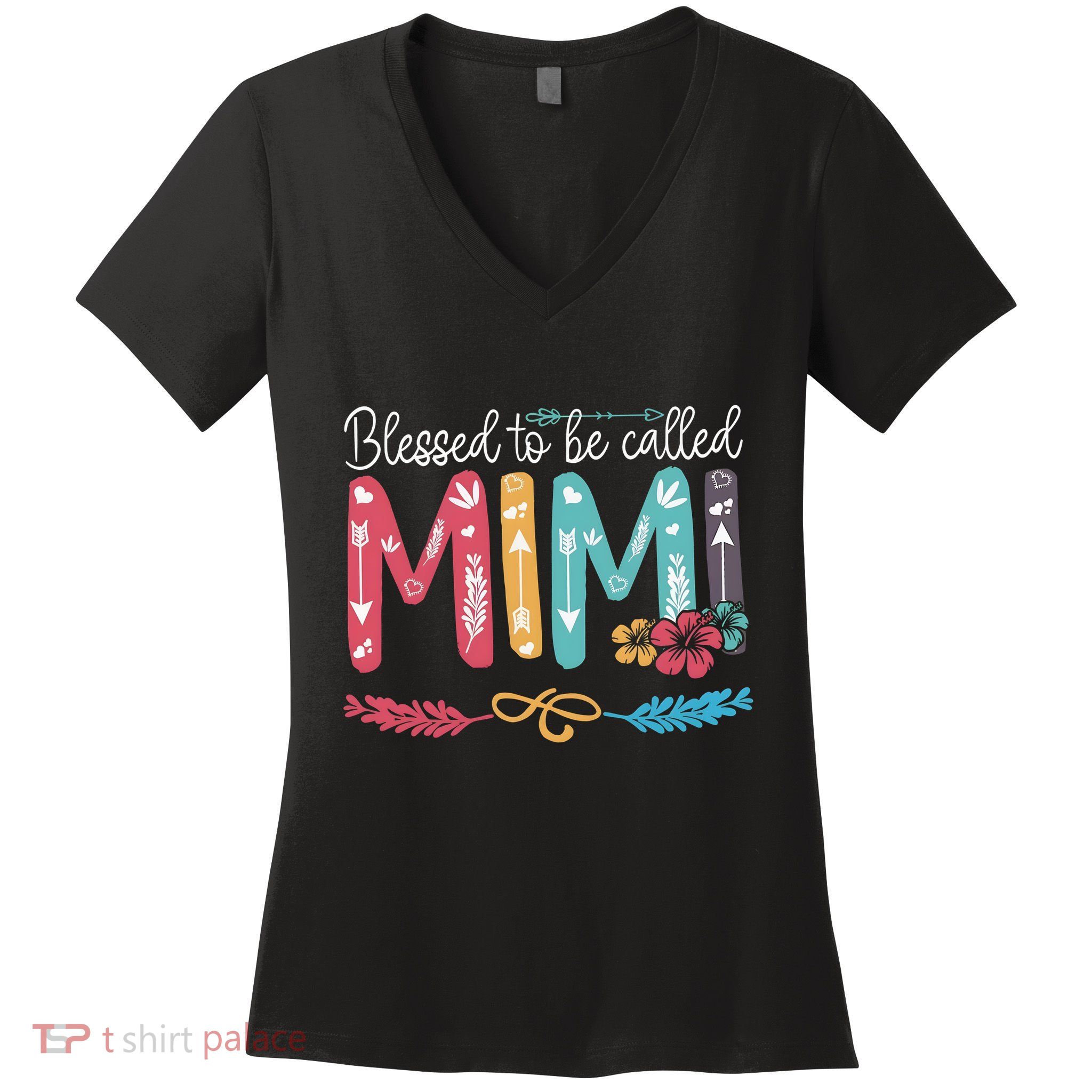 Blessed To Be Called Mimi Funny Grandma Women's V-Neck T-Shirt