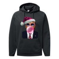 Bubblegum Trump Blowing Christmas Trump Performance Fleece Hoodie