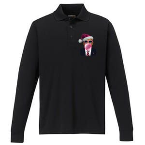 Bubblegum Trump Blowing Christmas Trump Performance Long Sleeve Polo