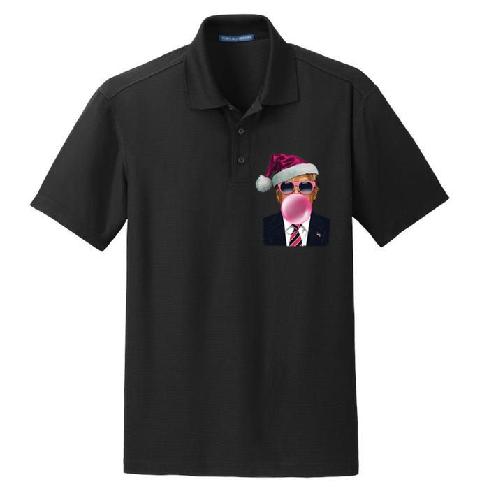 Bubblegum Trump Blowing Christmas Trump Dry Zone Grid Polo