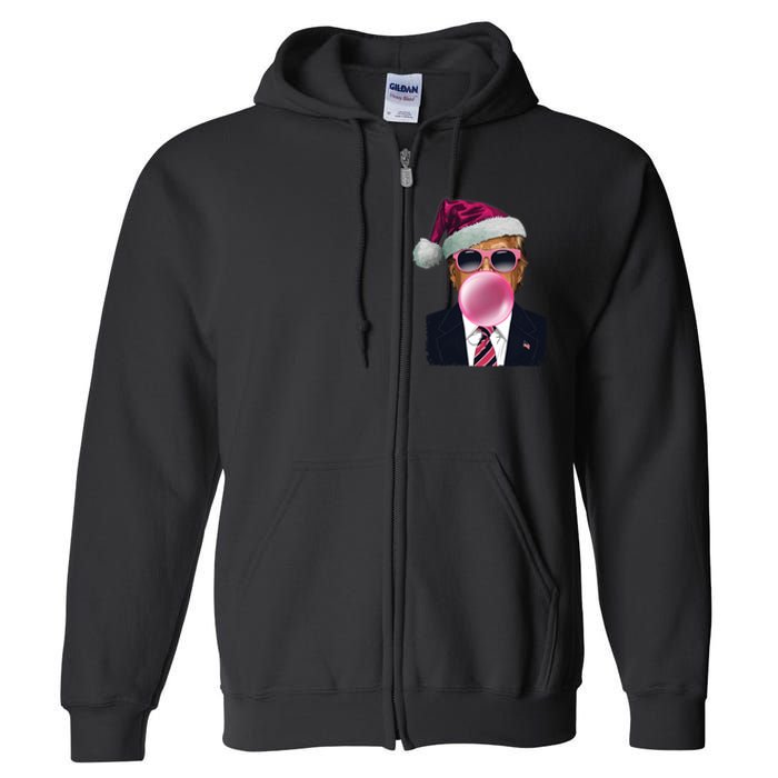 Bubblegum Trump Blowing Christmas Trump Full Zip Hoodie