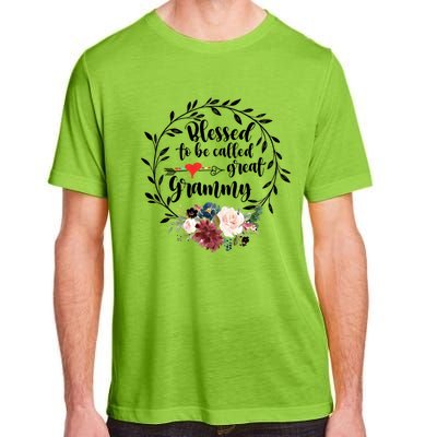 Blessed To Be Called Great Grammy Gift Heart Floral Happiness Gift Adult ChromaSoft Performance T-Shirt