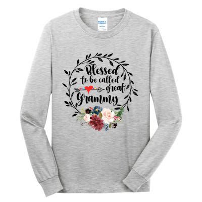 Blessed To Be Called Great Grammy Gift Heart Floral Happiness Gift Tall Long Sleeve T-Shirt