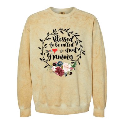 Blessed To Be Called Great Grammy Gift Heart Floral Happiness Gift Colorblast Crewneck Sweatshirt