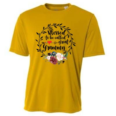 Blessed To Be Called Great Grammy Gift Heart Floral Happiness Gift Cooling Performance Crew T-Shirt