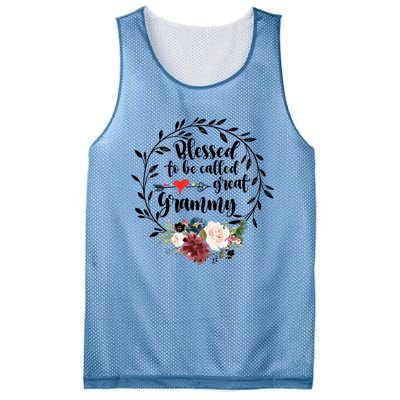 Blessed To Be Called Great Grammy Gift Heart Floral Happiness Gift Mesh Reversible Basketball Jersey Tank