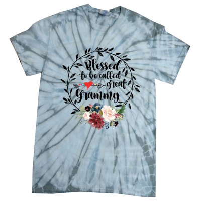 Blessed To Be Called Great Grammy Gift Heart Floral Happiness Gift Tie-Dye T-Shirt