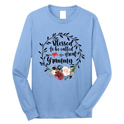 Blessed To Be Called Great Grammy Gift Heart Floral Happiness Gift Long Sleeve Shirt