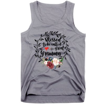 Blessed To Be Called Great Grammy Gift Heart Floral Happiness Gift Tank Top