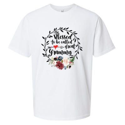 Blessed To Be Called Great Grammy Gift Heart Floral Happiness Gift Sueded Cloud Jersey T-Shirt