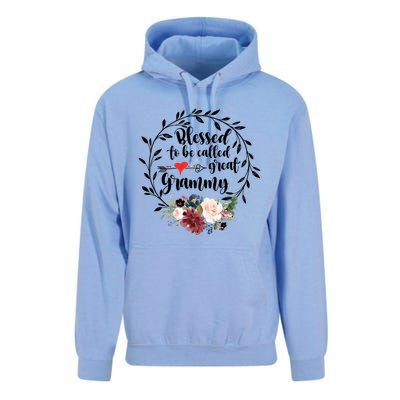 Blessed To Be Called Great Grammy Gift Heart Floral Happiness Gift Unisex Surf Hoodie