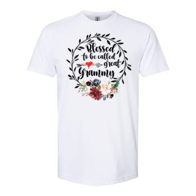 Blessed To Be Called Great Grammy Gift Heart Floral Happiness Gift Softstyle CVC T-Shirt